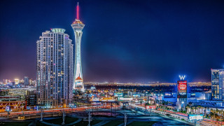 City skyline tower night lights 3 - a tall tower free wallpaper for desktop