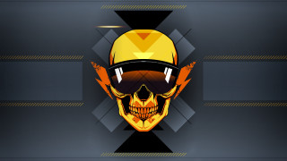 Skull helmet flame triangle vector - a yellow triangle free wallpaper