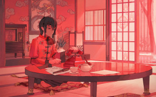 Woman coffee teapot anime chenhong - chen hong free wallpaper