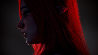 Creepy redhair freckled profile photorealistic - photorealistic lighting free wallpaper for desktop