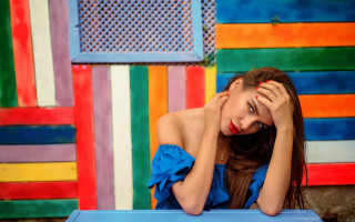 Woman colorful fauvism popart blue - elsa bleda free wallpaper