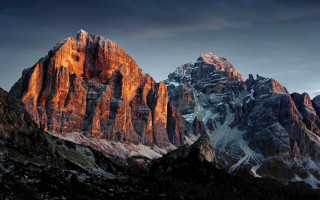 Mountain range sunset starry sky - a few snow covered mountains free wallpaper