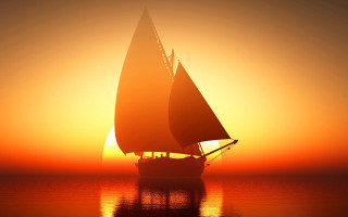 Sailboat ocean sunset gradient sky - a sailboat free wallpaper