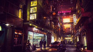 Cyberpunk city street night neo - cyberpunk city free wallpaper
