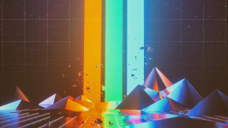 Rainbow building aurora night sky - rossdraw global illumination free wallpaper