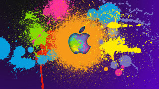 Colorful apple logo paint splatter 2 - a colorful apple logo free wallpaper