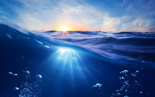 Blue ocean sun waves lens 2 - a blue ocean free wallpaper