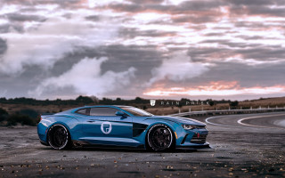 Blue sports car cloudy sky 5 - realistic free wallpaper for desktop