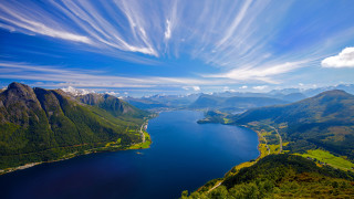 Lake mountains blue sky clouds 22 - carl gustaf pilo free wallpaper for desktop