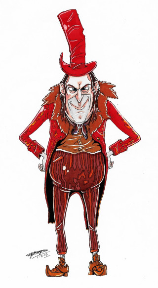 Man red suit top hat - cynical realism free wallpaper for mobile