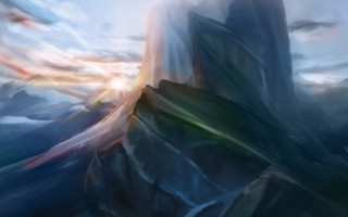 Mountain sky clouds brightlight fantasy - the top of the mountain free wallpaper