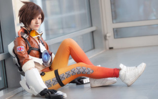 Cosplay woman crossed legs bomber - cosplay free wallpaper for desktop