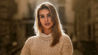 Long hair sweater portrait bokeh - long hair and a sweater free wallpaper