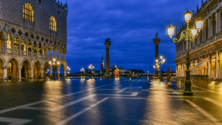 City street clock tower night 6 - florence engelbach free wallpaper