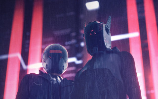 Futuristic rain costumes city night - a futuristic city free wallpaper