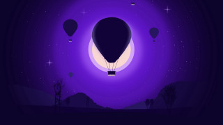 Purple hot airballoon fullmoon stars - a hot air balloon free wallpaper