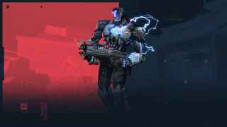 Man holding gun futuristic red - a futuristic setting free wallpaper for desktop