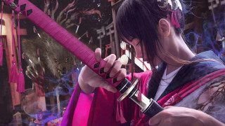 Pink sword woman decorations bear - a wall free wallpaper for desktop