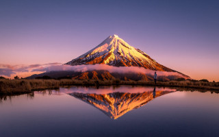 Mountain reflection sunset clouds ocean - anthony s waters free wallpaper