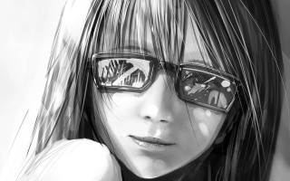 Woman glasses blackwhite background portrait - portrait free wallpaper