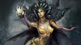 Dragon woman glowing armor jewelry - a ball free wallpaper for desktop
