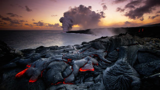 Lava ocean sunset mountain fire - dawn free wallpaper for desktop
