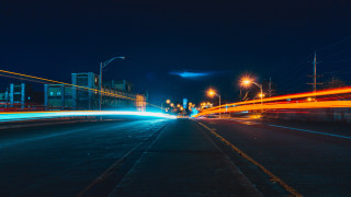 Futuristic city street light streaks - a long exposure free wallpaper