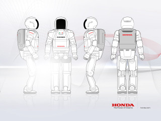 Robots line white red background - a line free wallpaper