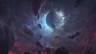 Space rocks ship bubble ocean - a space scene free wallpaper for desktop