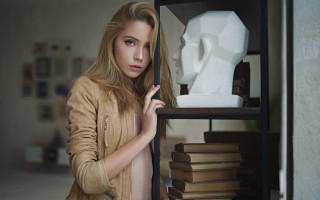 Elina karimova sculpture library portrait - figurative art free wallpaper for desktop