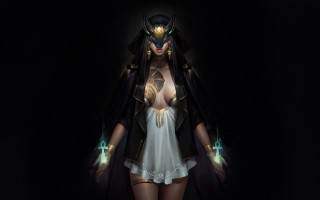 Fantasy woman hood cape sword - her head and a sword free wallpaper for desktop