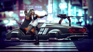 Cyberpunk afrofuturism male gun vehicle - the air in front free wallpaper
