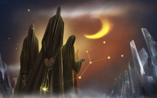 Strange creature crescent star fantasy - a star in the sky above free wallpaper