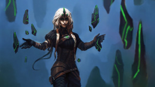 White haired woman green headband - altermodern free wallpaper