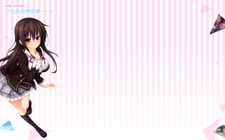 Girl schooluniform pinkbackground anime blush - a white stripe free wallpaper for desktop