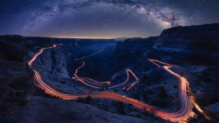 Long exposure road night milky - milky free wallpaper