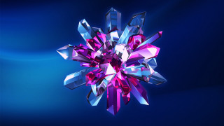 Pink crystal flower mecha glowing - a blue background behind free wallpaper