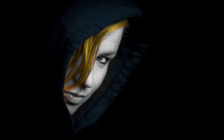 Yellow hair black hoodie serious - a black hoodie free wallpaper for desktop
