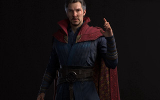 Man costumed pointing black background - 8 k concept art free wallpaper for desktop