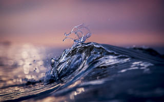 Wave breaking ocean pink sky - a pink sky in the background free wallpaper