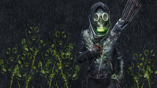 Gas mask stick rain green - biopunk free wallpaper for desktop