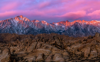 Mountain range pink sky clouds 8 - dramatic free wallpaper
