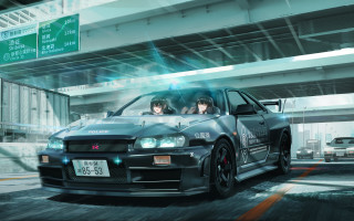 Car bridge street 2girls anime - a street next free wallpaper