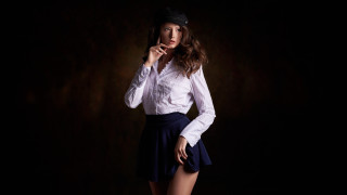 Woman hat blue skirt fashion - artur tarnowski free wallpaper