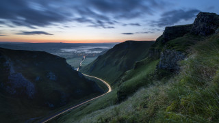 Winding road valley sunset mountains - a valley free wallpaper
