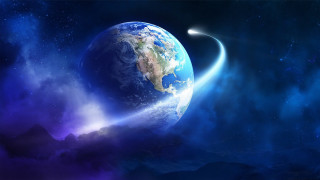Blue planet crescent star night 2 - a blue planet free wallpaper