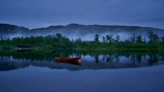 Lake mountains night fog portrait - fog in the air free wallpaper
