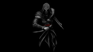 Hooded man knife red stripe - a red stripe free wallpaper