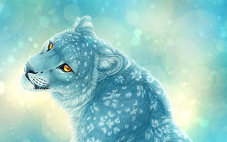 Blue leopard pearlescent furry art - a digital painting free wallpaper for desktop