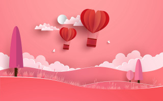Paper cut hot air balloons - surreal design free wallpaper for desktop